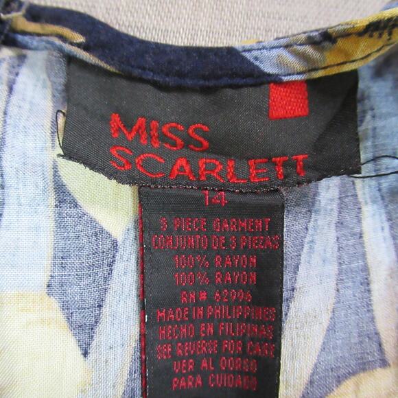 Vintage Miss Scarlett Dress Womens Size 14 Blue Yellow Floral Shift Preppy Retro - Picture 2 of 9